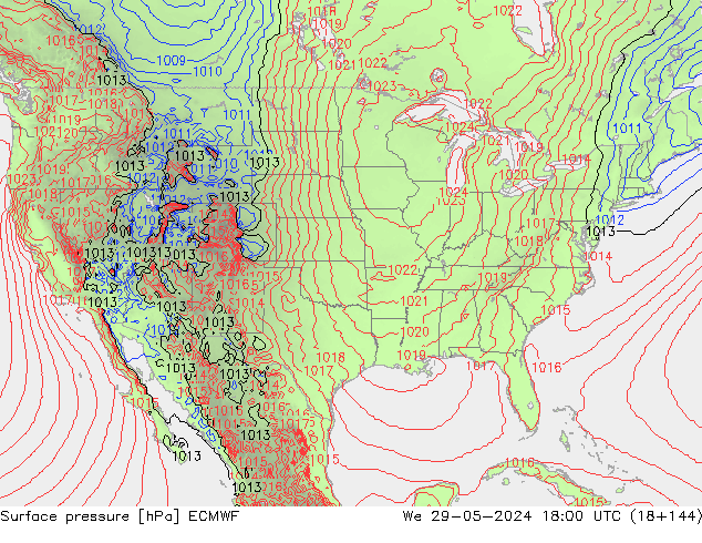 Surface pressure ECMWF We 29.05.2024 18 UTC