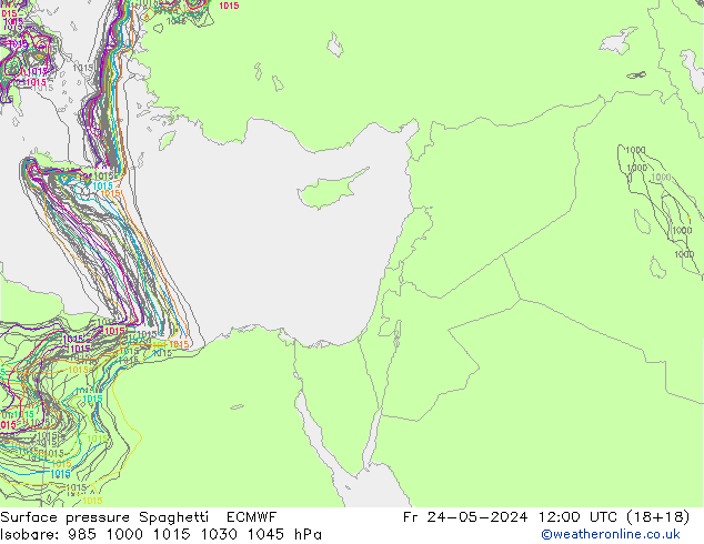 Yer basıncı Spaghetti ECMWF Cu 24.05.2024 12 UTC