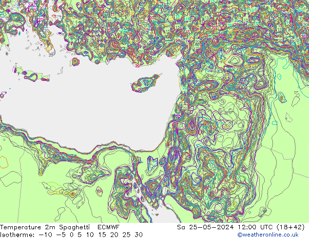 Sıcaklık Haritası 2m Spaghetti ECMWF Cts 25.05.2024 12 UTC