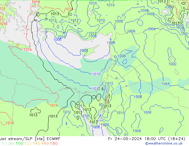 Jet stream/SLP ECMWF Fr 24.05.2024 18 UTC