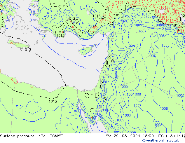 Luchtdruk (Grond) ECMWF wo 29.05.2024 18 UTC