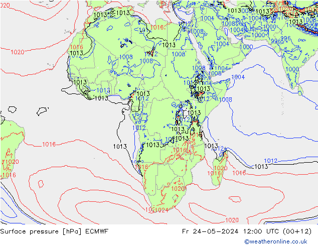 приземное давление ECMWF пт 24.05.2024 12 UTC