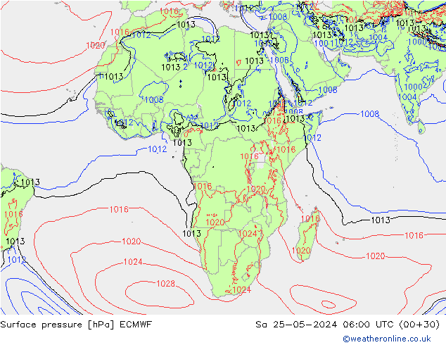 Atmosférický tlak ECMWF So 25.05.2024 06 UTC