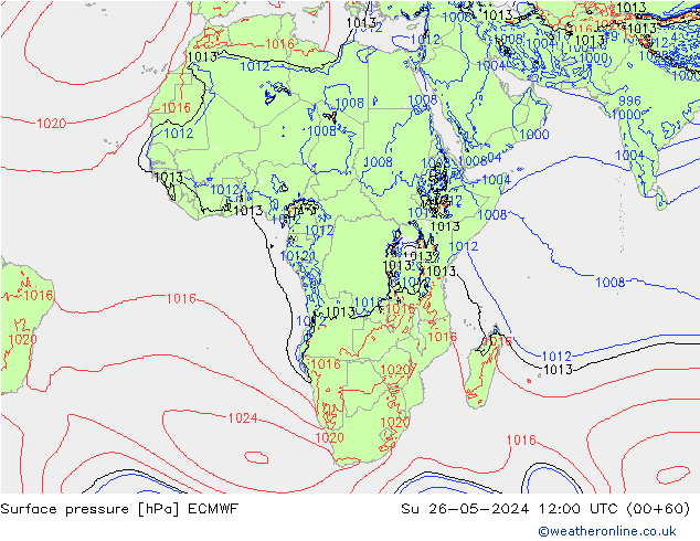 pressão do solo ECMWF Dom 26.05.2024 12 UTC