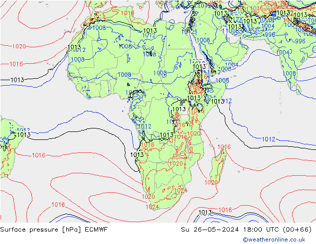 Surface pressure ECMWF Su 26.05.2024 18 UTC