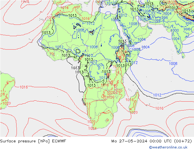 приземное давление ECMWF пн 27.05.2024 00 UTC