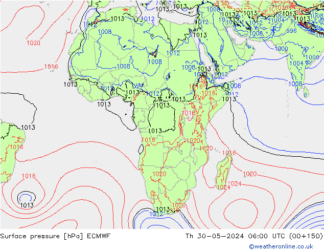 Surface pressure ECMWF Th 30.05.2024 06 UTC