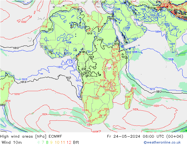 High wind areas ECMWF vie 24.05.2024 06 UTC