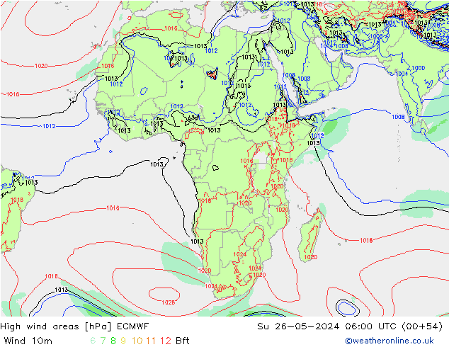 High wind areas ECMWF Ne 26.05.2024 06 UTC