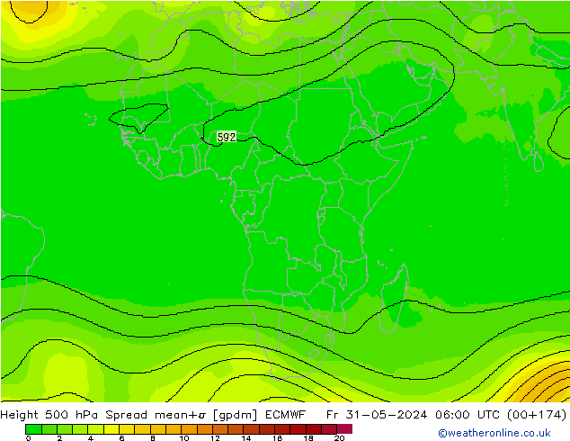 Height 500 hPa Spread ECMWF Sex 31.05.2024 06 UTC