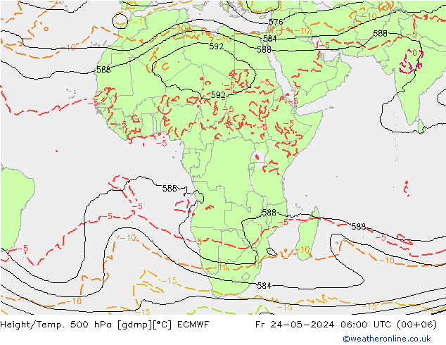 Hoogte/Temp. 500 hPa ECMWF vr 24.05.2024 06 UTC