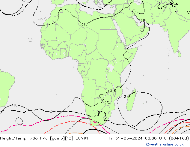 Height/Temp. 700 hPa ECMWF  31.05.2024 00 UTC