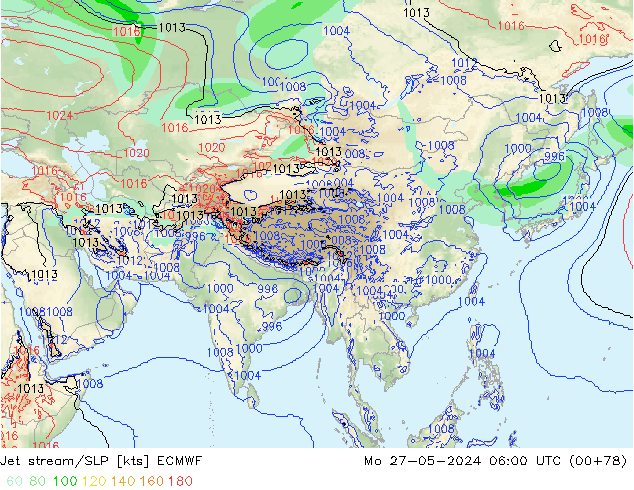 Prąd strumieniowy ECMWF pon. 27.05.2024 06 UTC