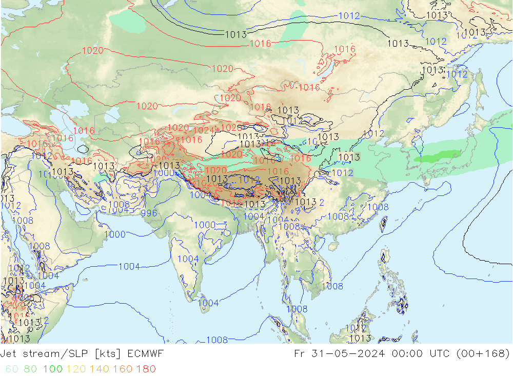 Jet stream ECMWF Sex 31.05.2024 00 UTC