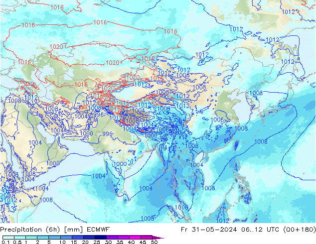 Precipitation (6h) ECMWF Fr 31.05.2024 12 UTC