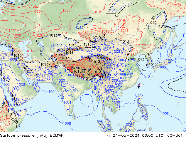 Yer basıncı ECMWF Cu 24.05.2024 06 UTC