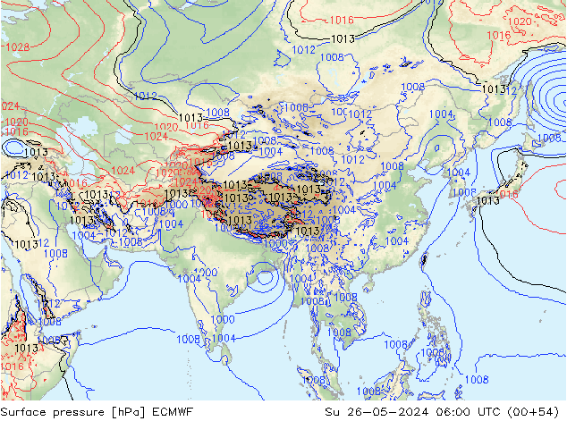 Luchtdruk (Grond) ECMWF zo 26.05.2024 06 UTC