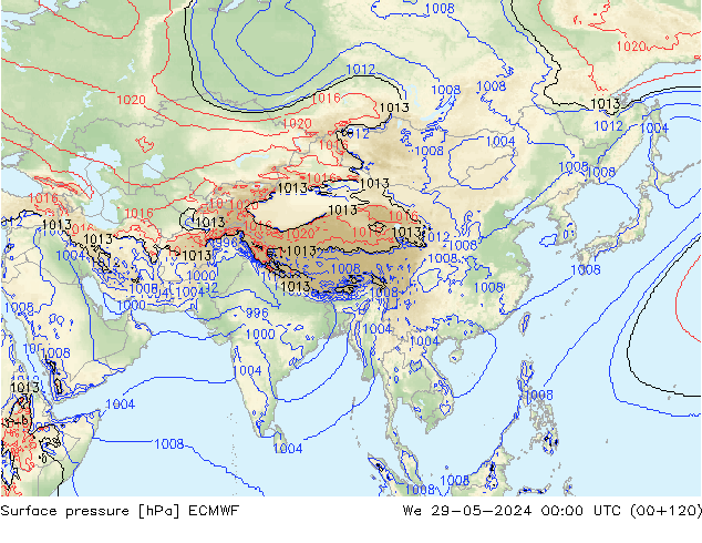 Surface pressure ECMWF We 29.05.2024 00 UTC