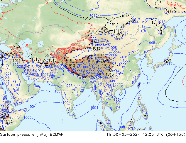 pressão do solo ECMWF Qui 30.05.2024 12 UTC