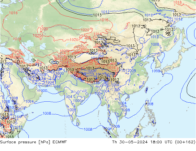 Atmosférický tlak ECMWF Čt 30.05.2024 18 UTC