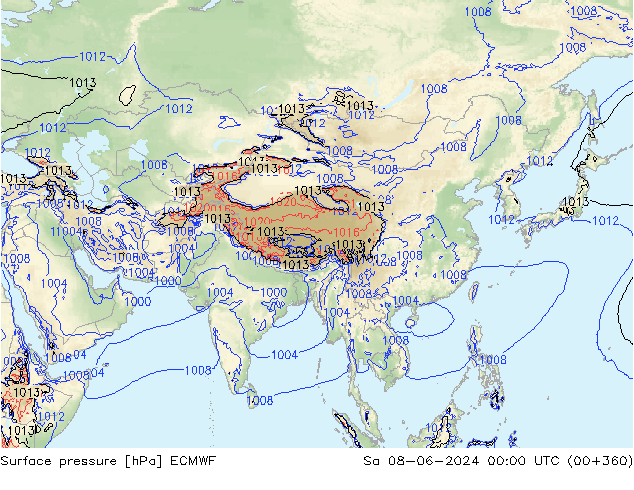 Luchtdruk (Grond) ECMWF za 08.06.2024 00 UTC