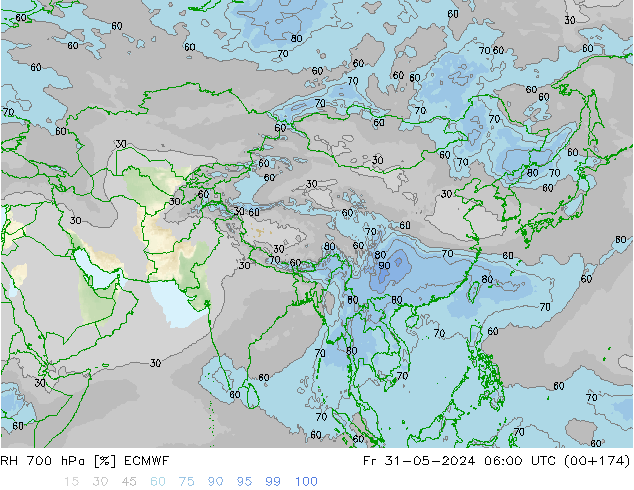 RH 700 hPa ECMWF Fr 31.05.2024 06 UTC