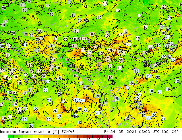 Isotachen Spread ECMWF vr 24.05.2024 06 UTC