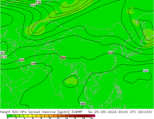 Geop. 500 hPa Spread ECMWF sáb 25.05.2024 00 UTC