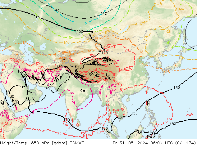 Height/Temp. 850 hPa ECMWF Fr 31.05.2024 06 UTC