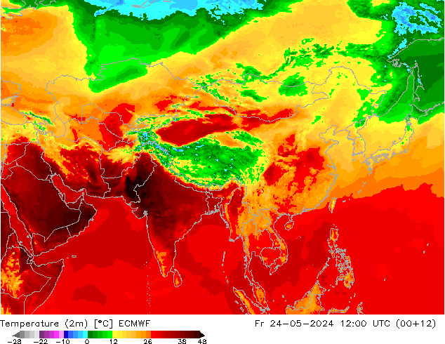 Temperature (2m) ECMWF Fr 24.05.2024 12 UTC