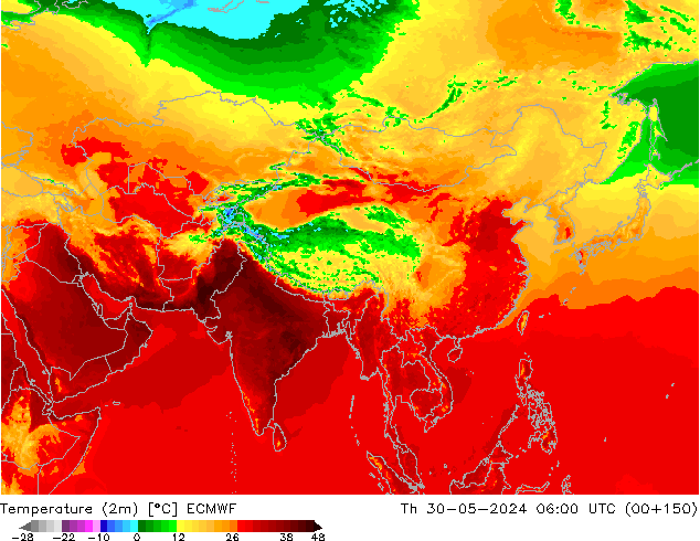 température (2m) ECMWF jeu 30.05.2024 06 UTC