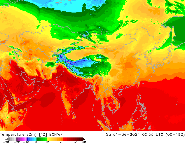 Sıcaklık Haritası (2m) ECMWF Cts 01.06.2024 00 UTC