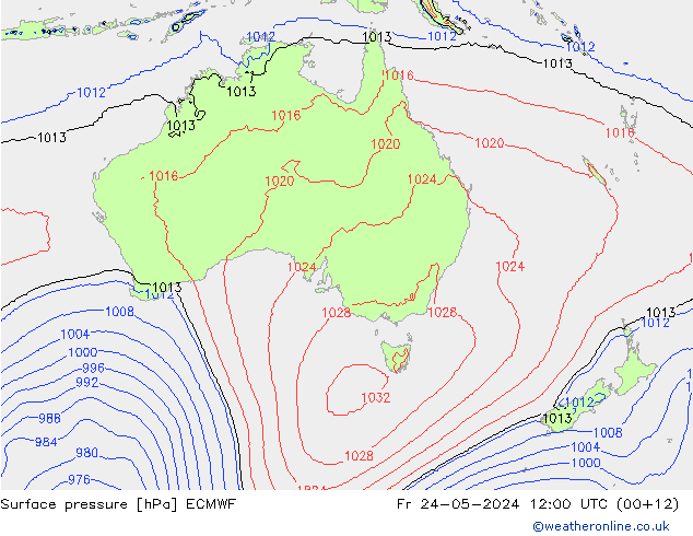 Surface pressure ECMWF Fr 24.05.2024 12 UTC