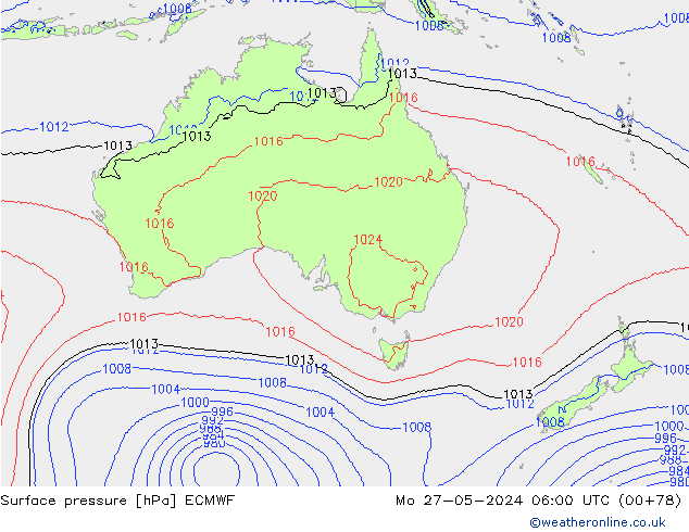Surface pressure ECMWF Mo 27.05.2024 06 UTC