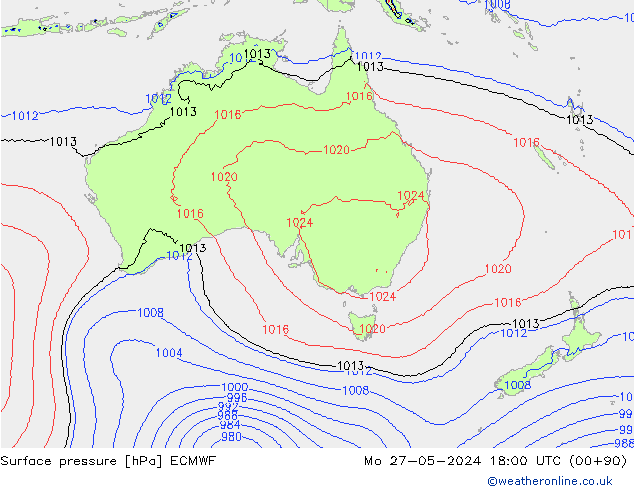 приземное давление ECMWF пн 27.05.2024 18 UTC