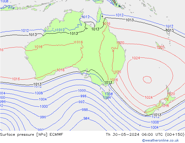 Surface pressure ECMWF Th 30.05.2024 06 UTC