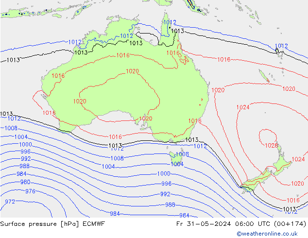 Luchtdruk (Grond) ECMWF vr 31.05.2024 06 UTC