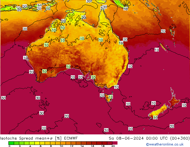 Isotachs Spread ECMWF  08.06.2024 00 UTC