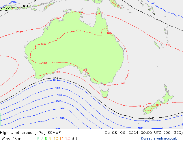 High wind areas ECMWF  08.06.2024 00 UTC