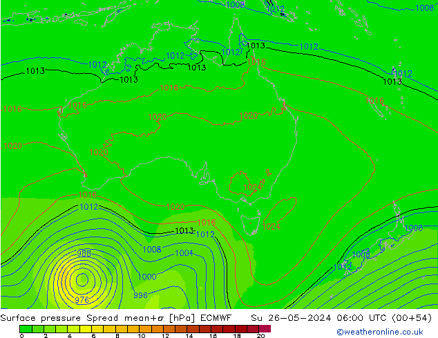 pression de l'air Spread ECMWF dim 26.05.2024 06 UTC