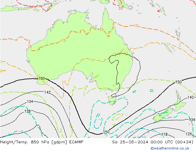 Height/Temp. 850 гПа ECMWF сб 25.05.2024 00 UTC