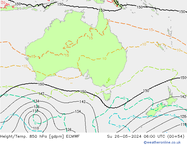 Height/Temp. 850 hPa ECMWF dom 26.05.2024 06 UTC