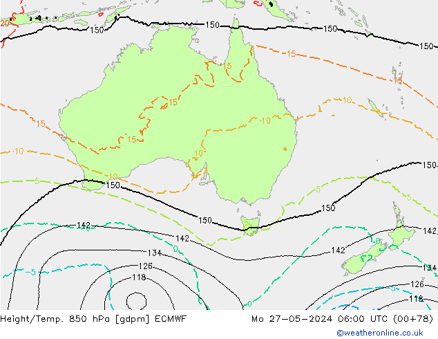 Géop./Temp. 850 hPa ECMWF lun 27.05.2024 06 UTC