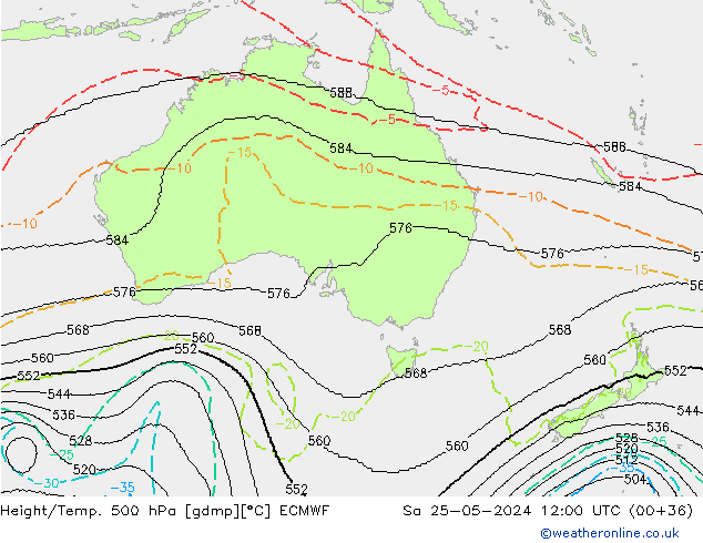 Height/Temp. 500 hPa ECMWF Sáb 25.05.2024 12 UTC