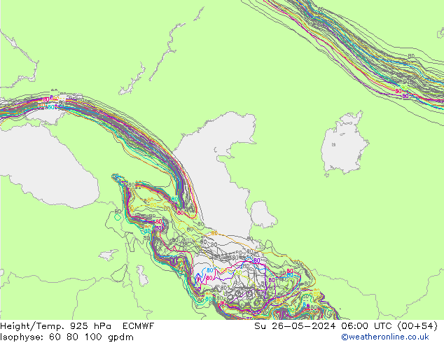 Geop./Temp. 925 hPa ECMWF dom 26.05.2024 06 UTC