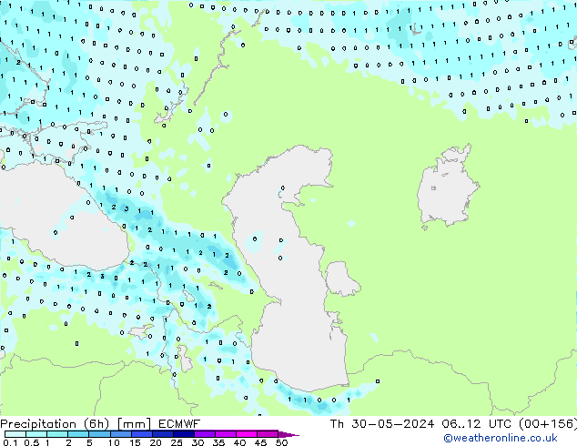 Precipitation (6h) ECMWF Th 30.05.2024 12 UTC