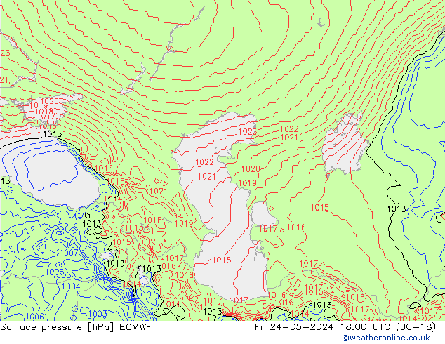 Surface pressure ECMWF Fr 24.05.2024 18 UTC