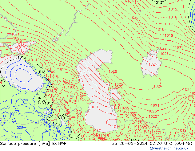 Presión superficial ECMWF dom 26.05.2024 00 UTC