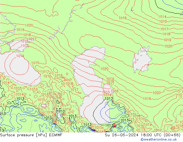 Surface pressure ECMWF Su 26.05.2024 18 UTC