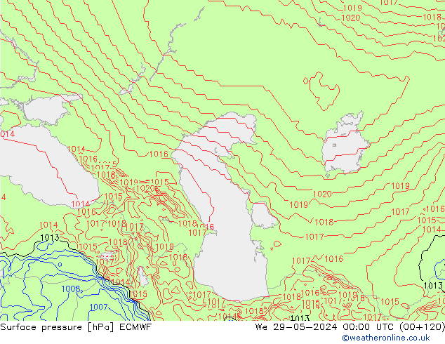 Luchtdruk (Grond) ECMWF wo 29.05.2024 00 UTC